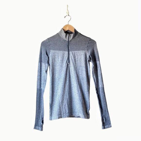 Nike Heathered Blue Colorblock Quarter Zip Fitted‎ Run Top - S Lightweight Layer - Picture 5 of 16